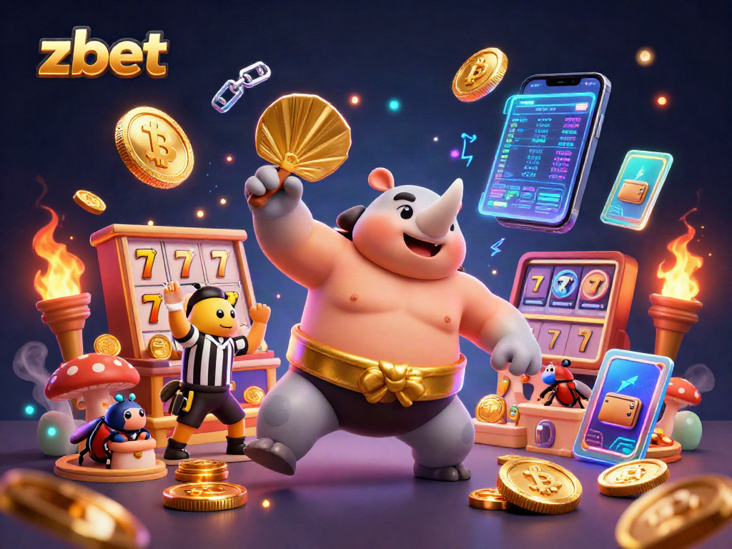 Experience the excitement of zbet as the powerful rhinoceros beetle stomps with flying coins in an electrifying casino scene.