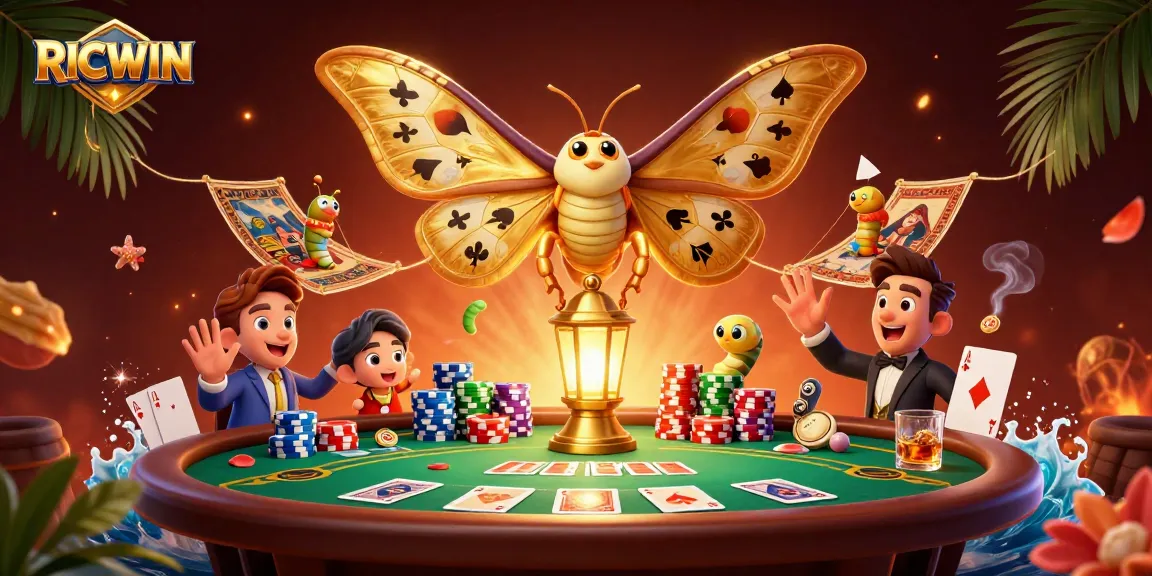 Experience the excitement of RICWIN with dynamic poker scenes featuring vibrant casino elements.