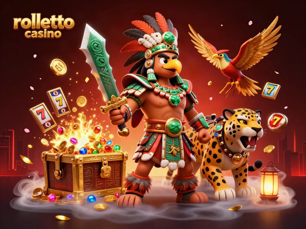 Experience the excitement of rolletto casino with vibrant 3D characters playing dynamic slot games in a lively scene.