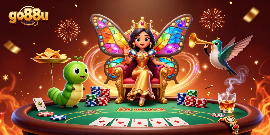 Join the excitement at go88u with a vibrant queen and poker action in a magical 3D setting.