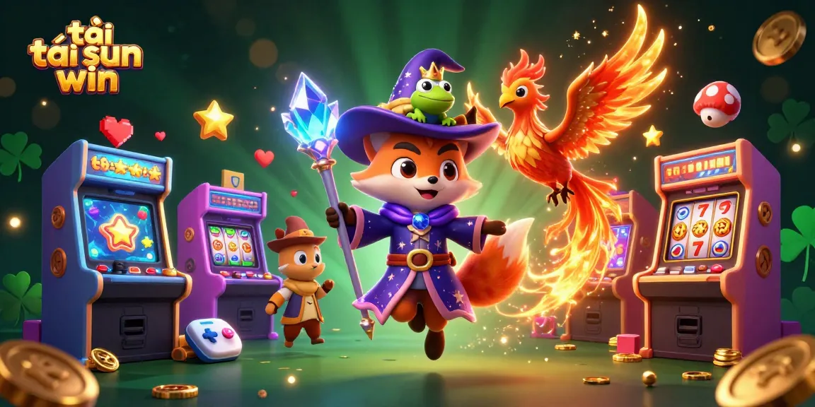 Play and win at tải sun win, featuring vibrant 3D casino elements and fantasy characters in action.